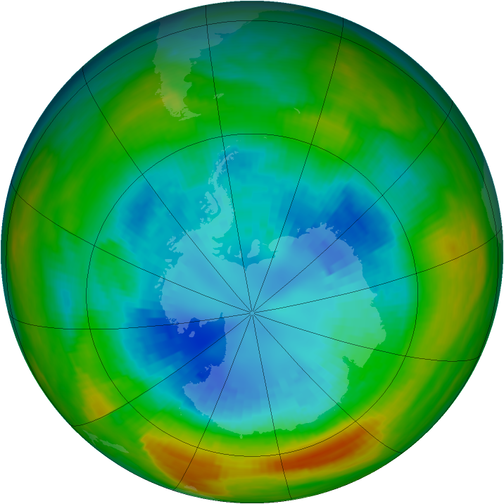Antarctic ozone map for 03 September 1982